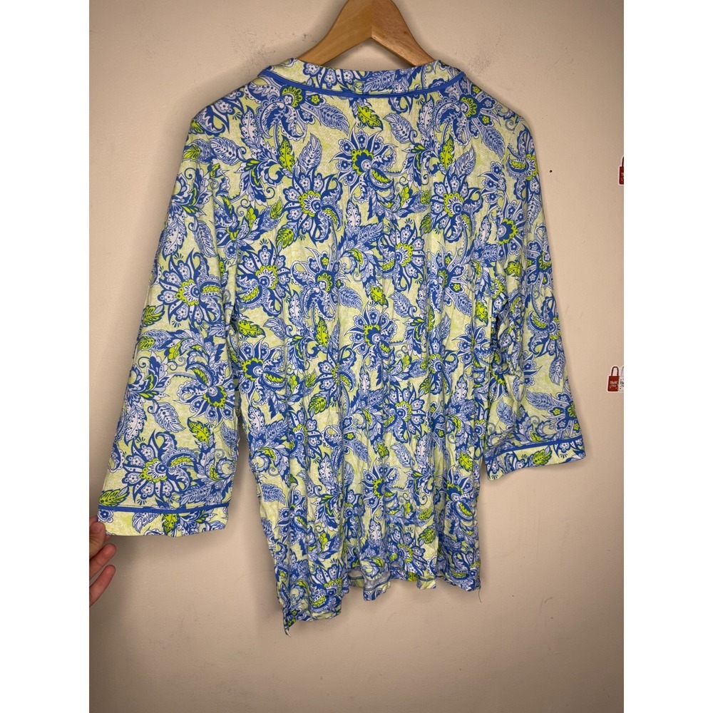 Belle by Kim Gravel Rayon Spandex Pintuck Tassel Top santorini blue, medium #25# - Picture 11 of 12